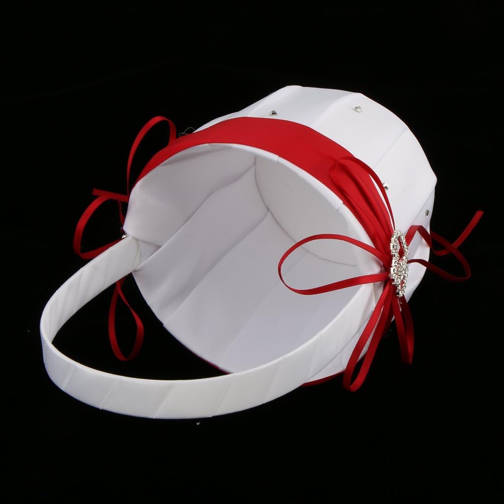 2PCS Wedding Flower Girl Baskets with Double Heart Rhinestone Design