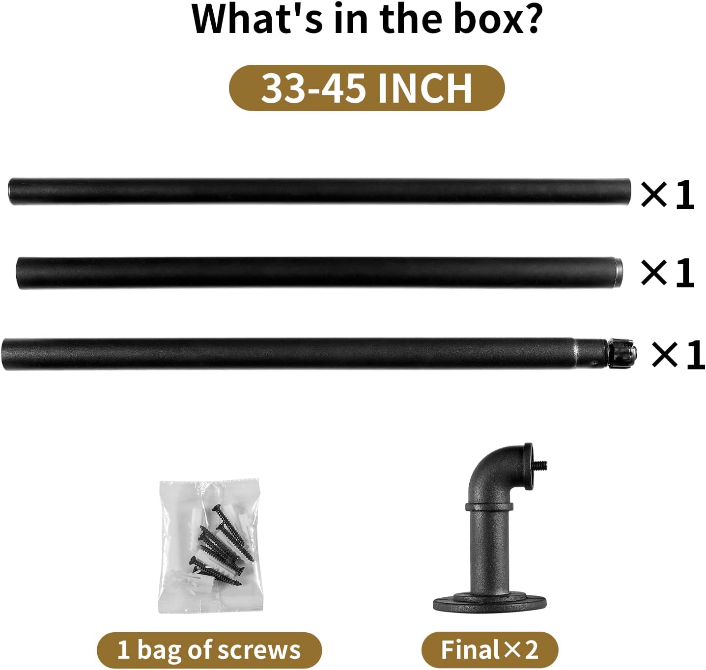 JoyUltra Blackout Wrap Around Curtain Rod 78 Inch Diameter 33-45 Inches Black