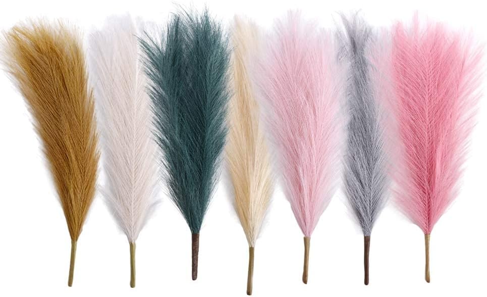 Ivory Dried Pampas Grass Branches 17 Inch for Home Wedding Decor