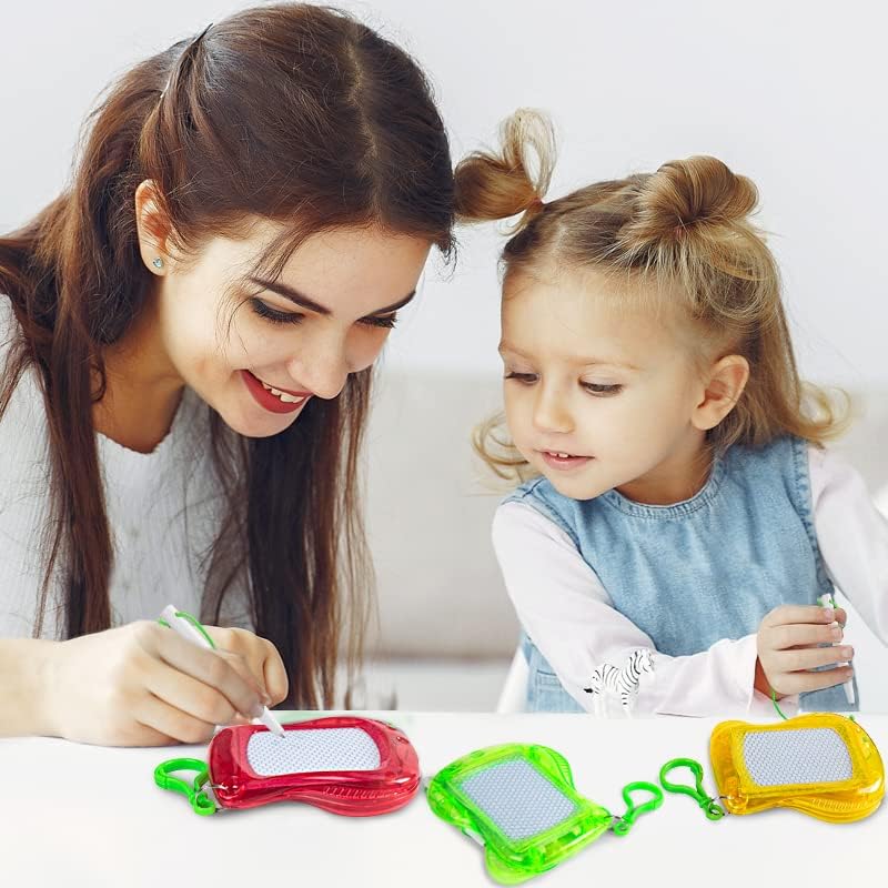 24 Mini Magnetic Drawing Boards with Metal Keychain