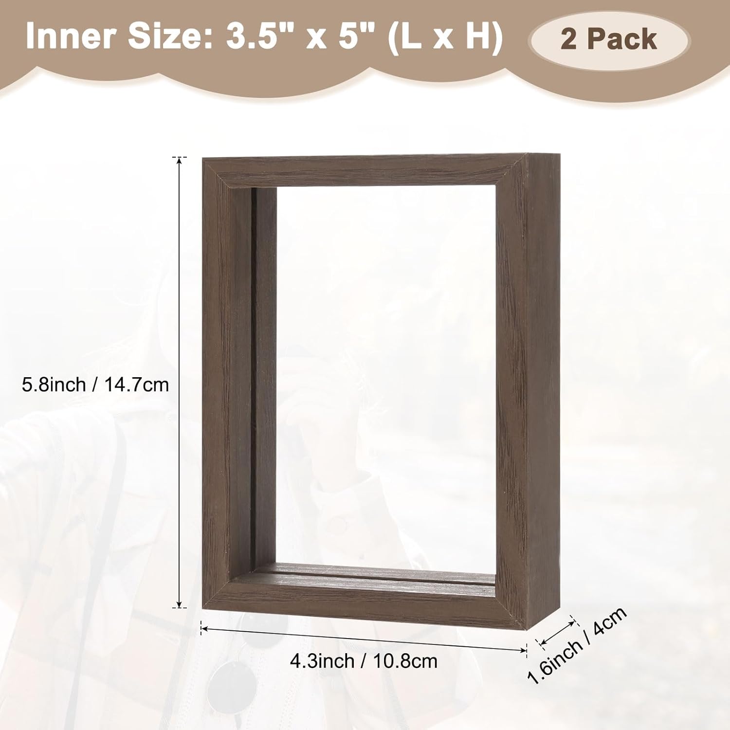2-Pack Wooden Pressed Flower Frame with Acrylic Panels