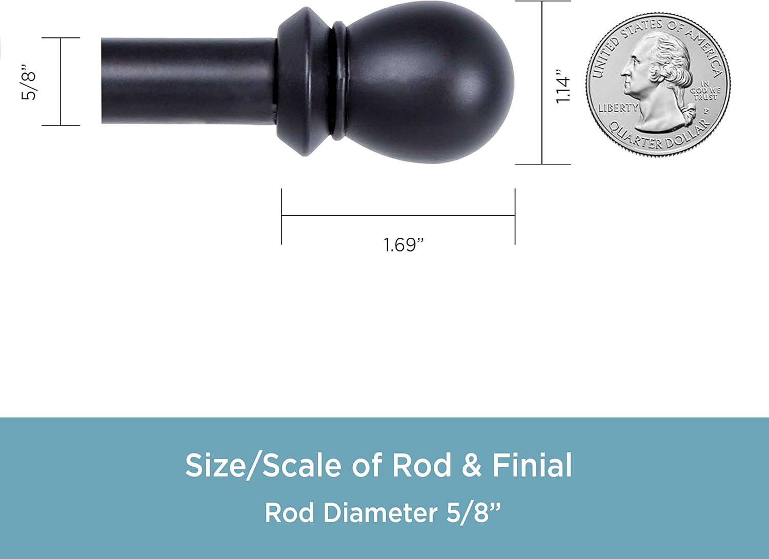 Kenney Scroll Ball Double Curtain Rod with Black Finish