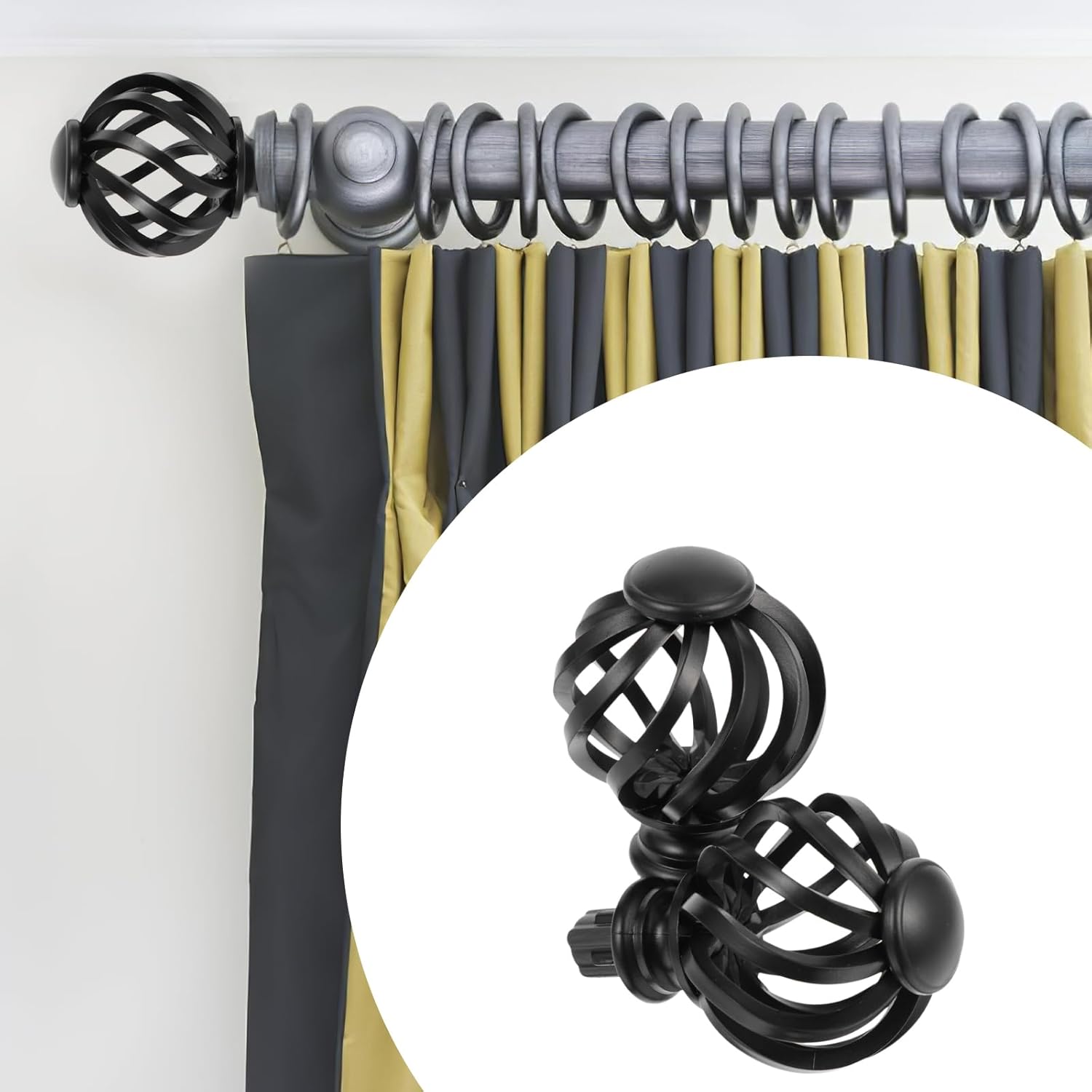 IMIKEYA 4 Pcs Diamond Finials Curtain Rod Ends