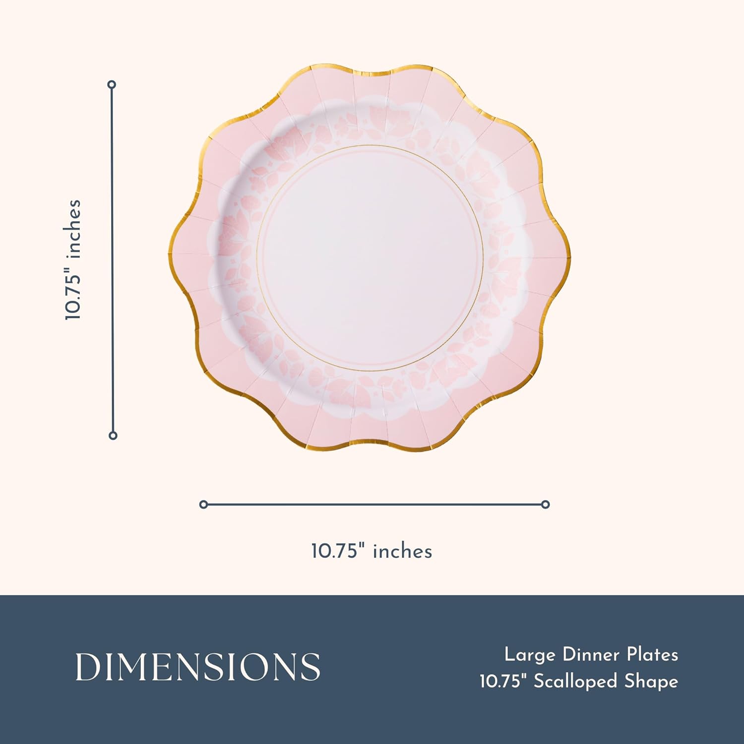 Bonjour Fete Light Pink Floral Large Party Plates with Gold Foil