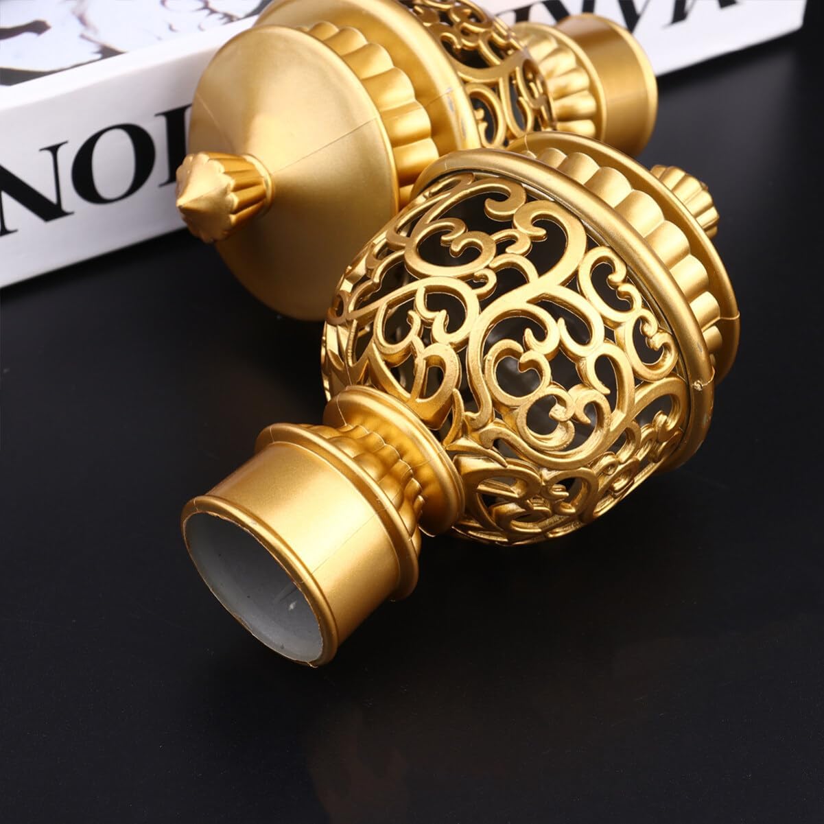 Zerodeko 6PCS Curtain Pole Ends with Golden Design