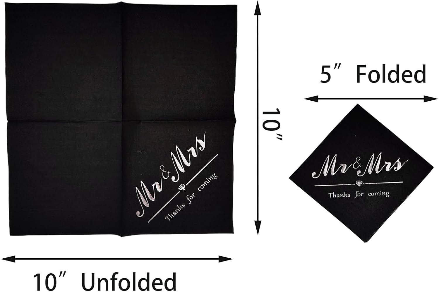 Mr Mrs Silver Black 50pc Disposable Napkins