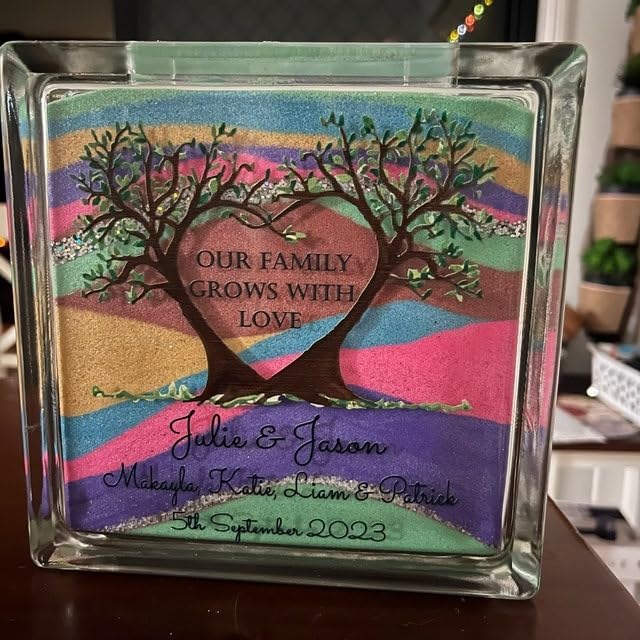 Personalized Family Heart Tree Sand Glass Jar with Lid