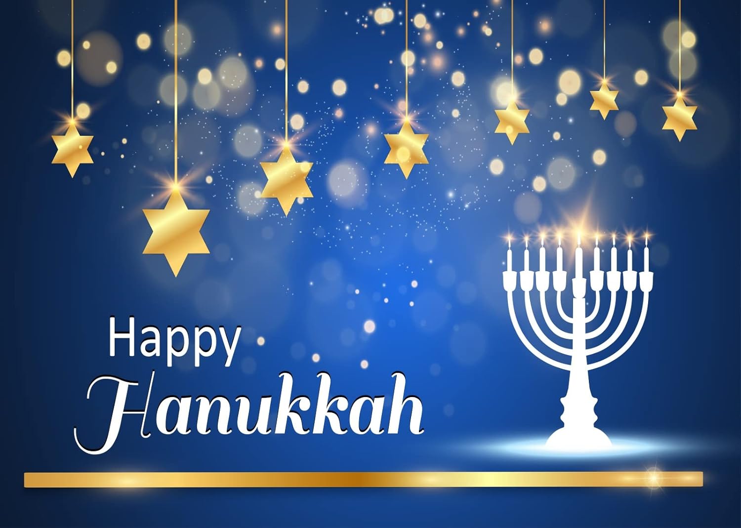 CORFOTO 8x6ft Blue Hanukkah Party Backdrop