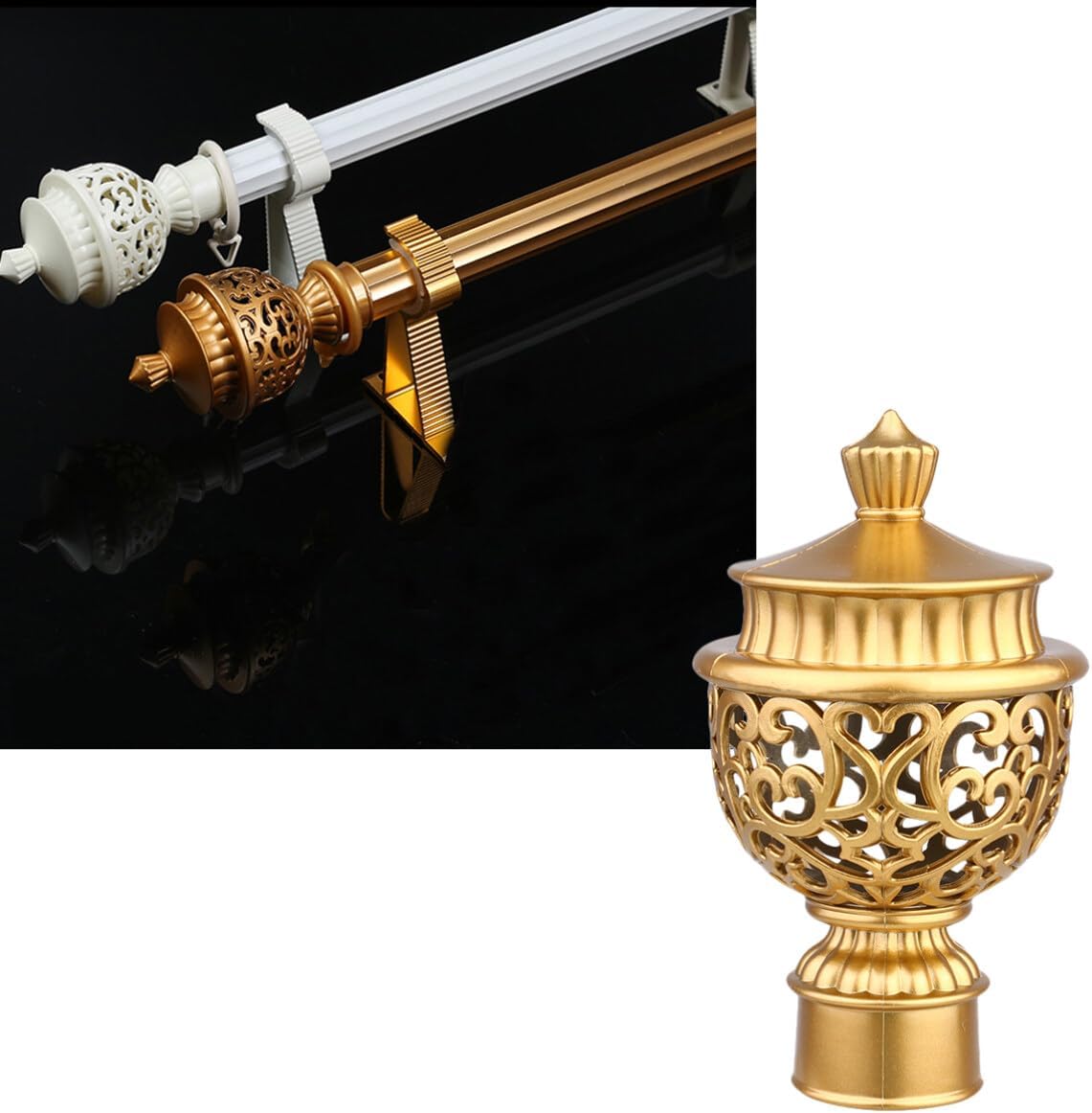Zerodeko 6PCS Curtain Pole Ends with Golden Design