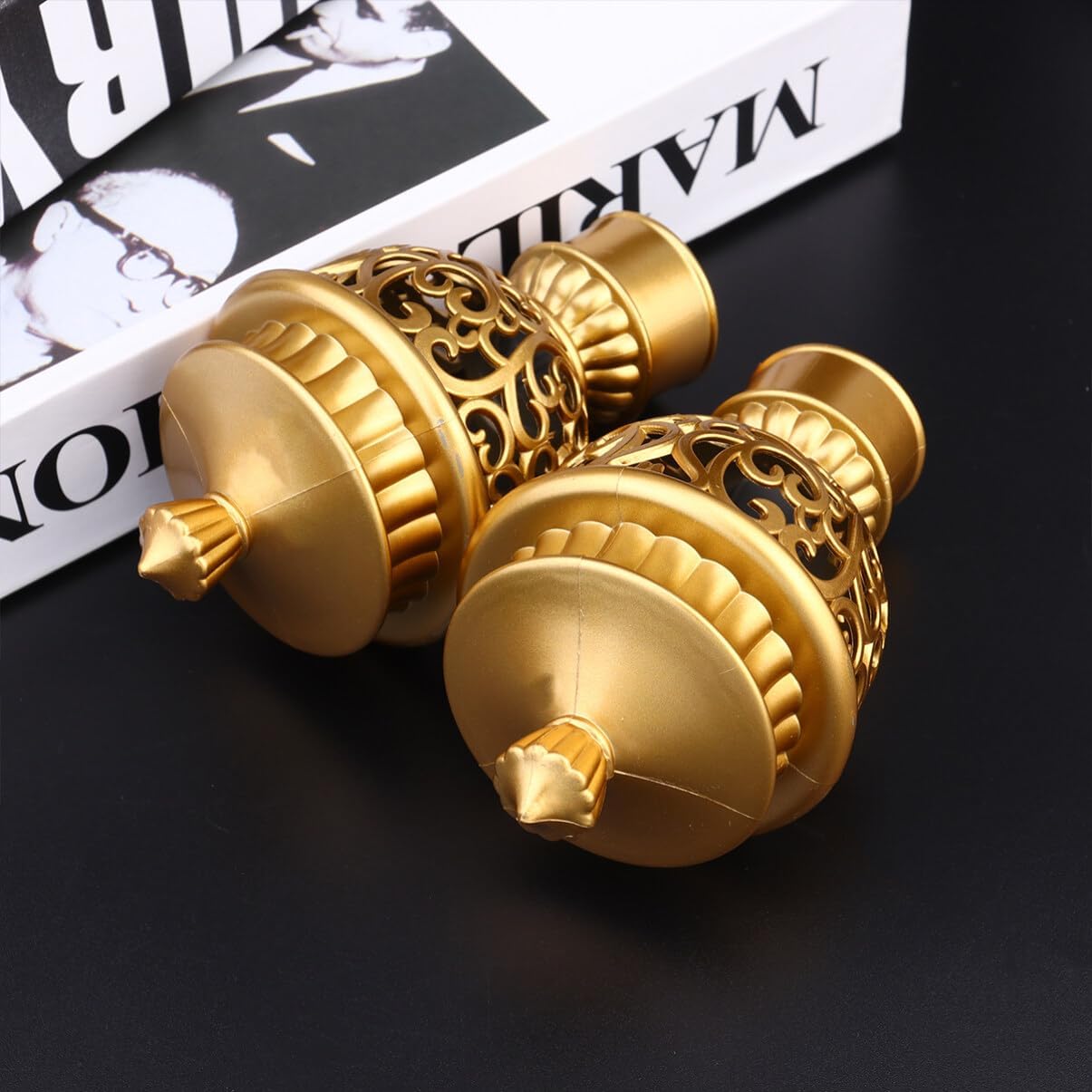 Zerodeko 6PCS Curtain Pole Ends with Golden Design