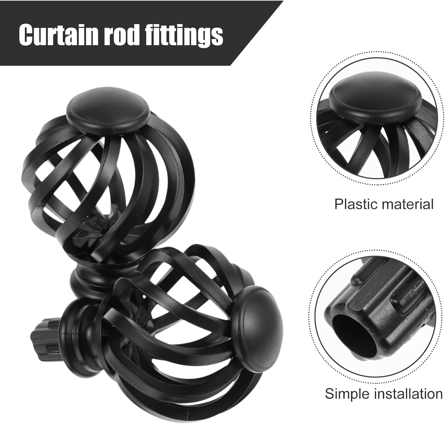 IMIKEYA 4 Pcs Diamond Finials Curtain Rod Ends