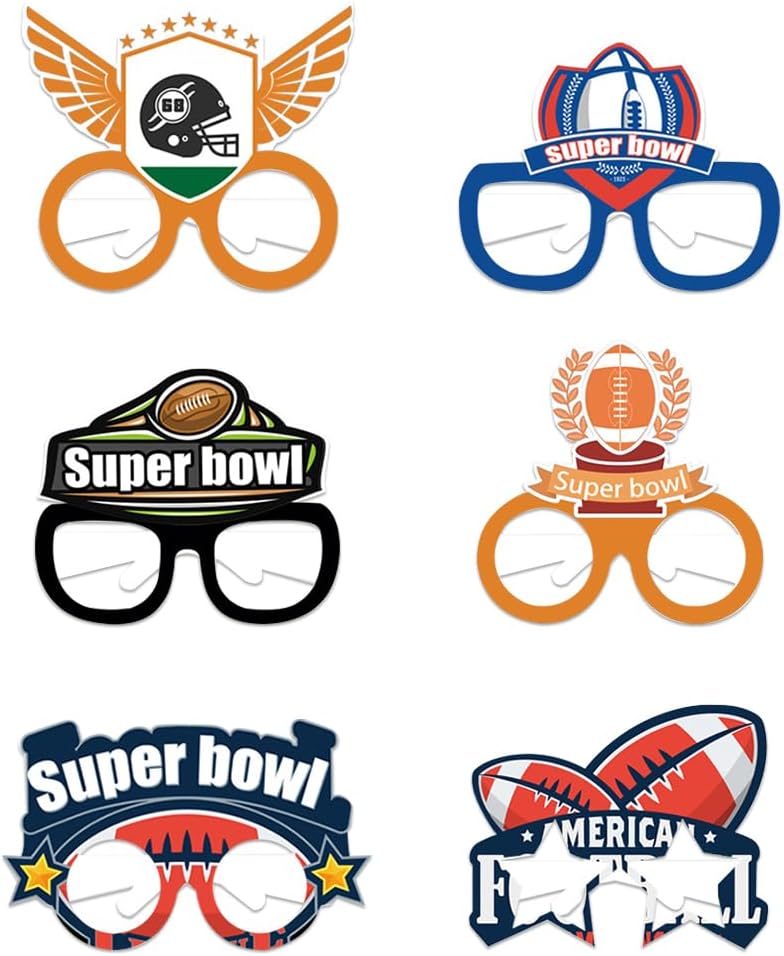 12 Pack Super Bowl Football Paper Eyeglasses
