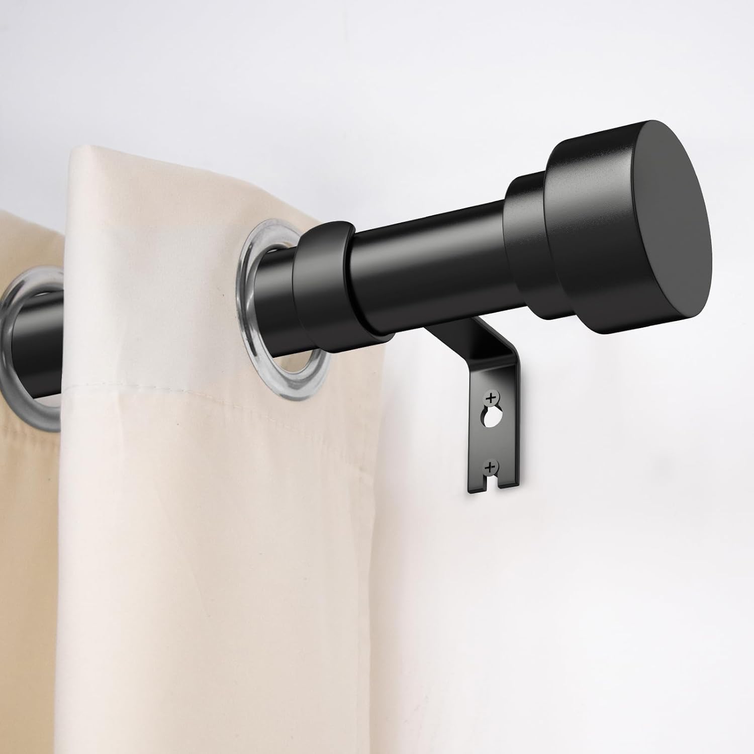 Adjustable Black Curtain Rod for 32-120 Windows