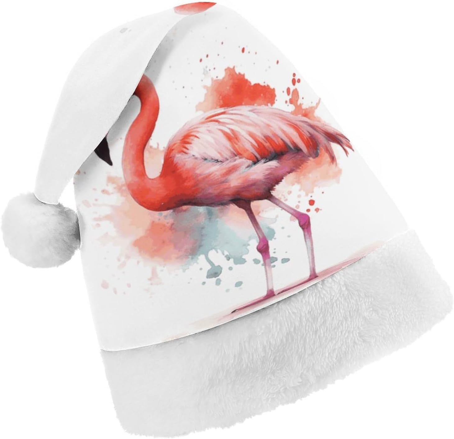 Santa Hat Watercolor Flamingo Christmas Headwear