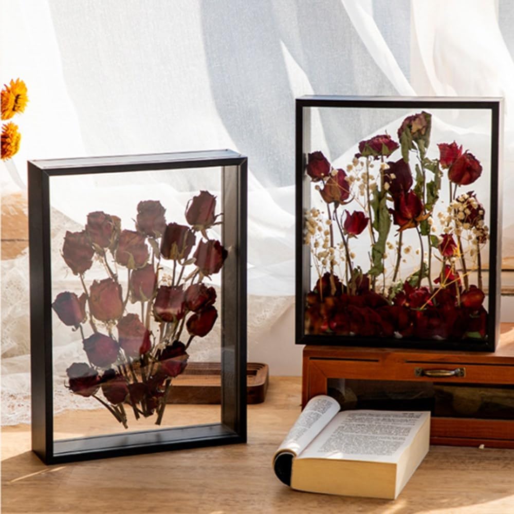 8x12 Floating Photo Frame with Dried Flowers Display