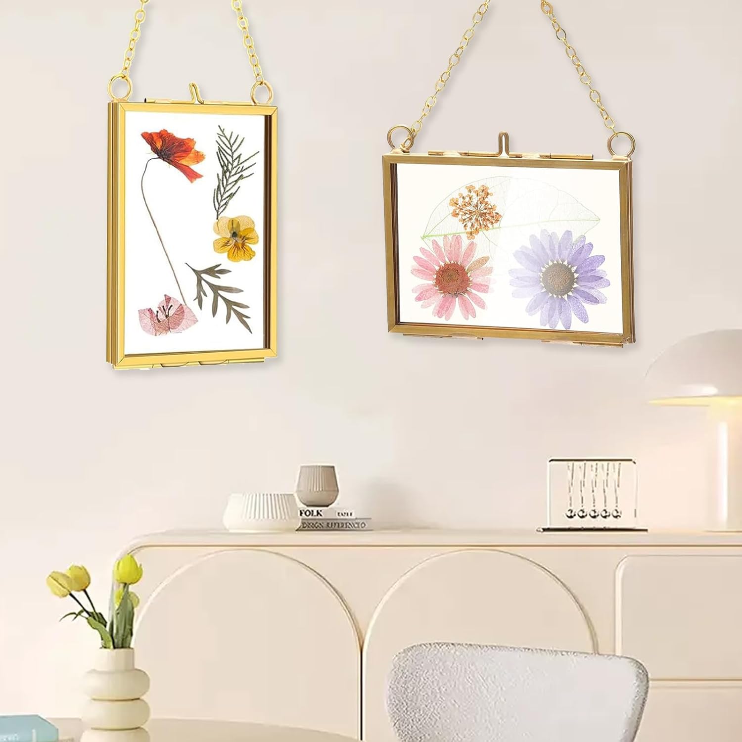 Belupai 2pcs Glass Pressed Flower Frames