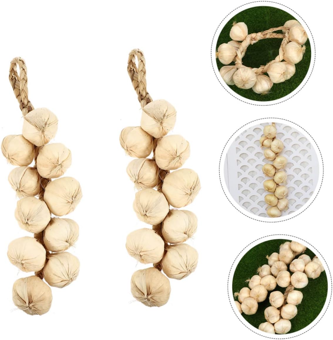 GLEAVI 2Pcs Realistic Fake Garlic Strings Decorative Props
