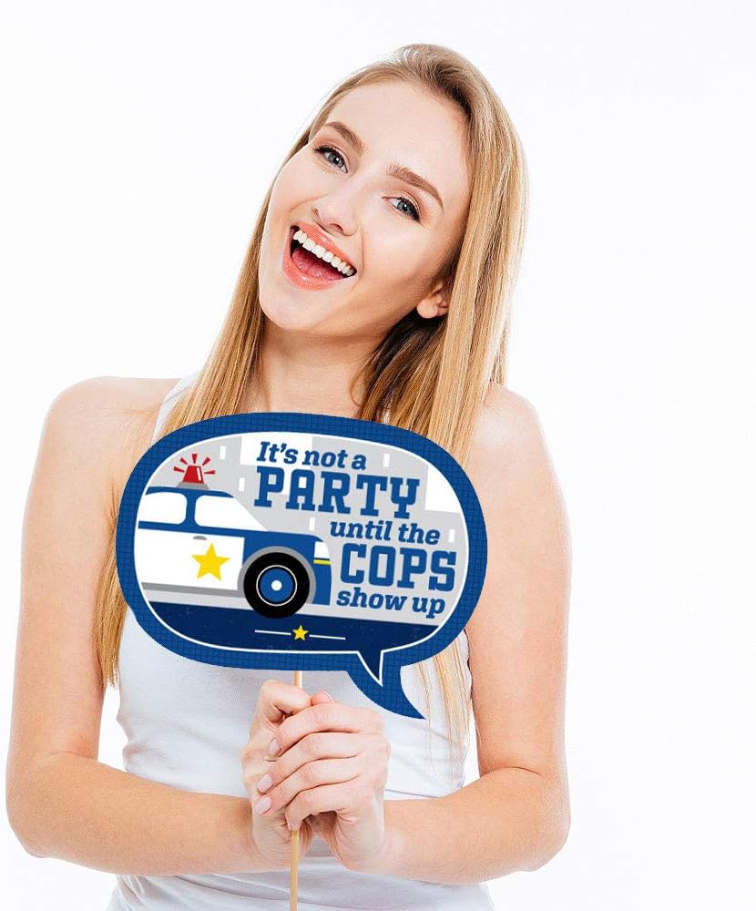 Big Dot Of Happiness Police Photo Booth Props Kit - 20 Count