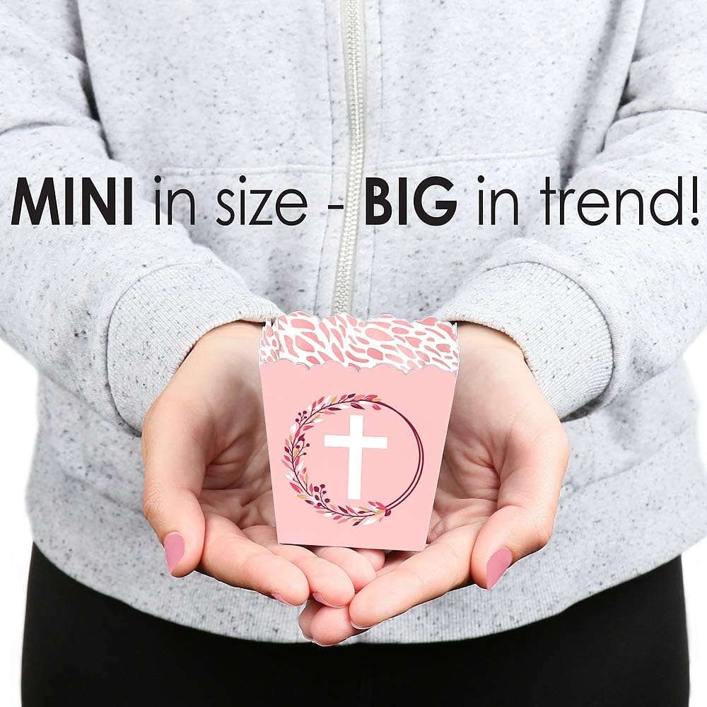 Pink Elegant Cross Mini Candy Boxes Set of 12