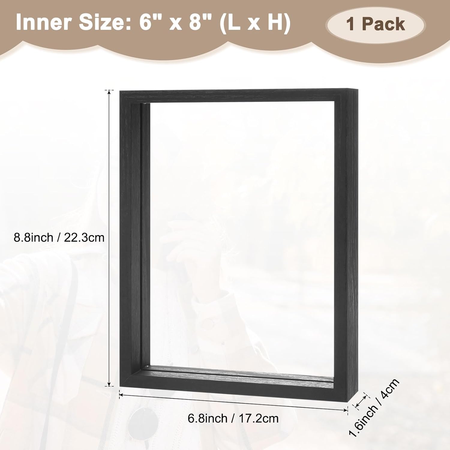 Wooden Pressed Flower Frame 6x8 Inch Black