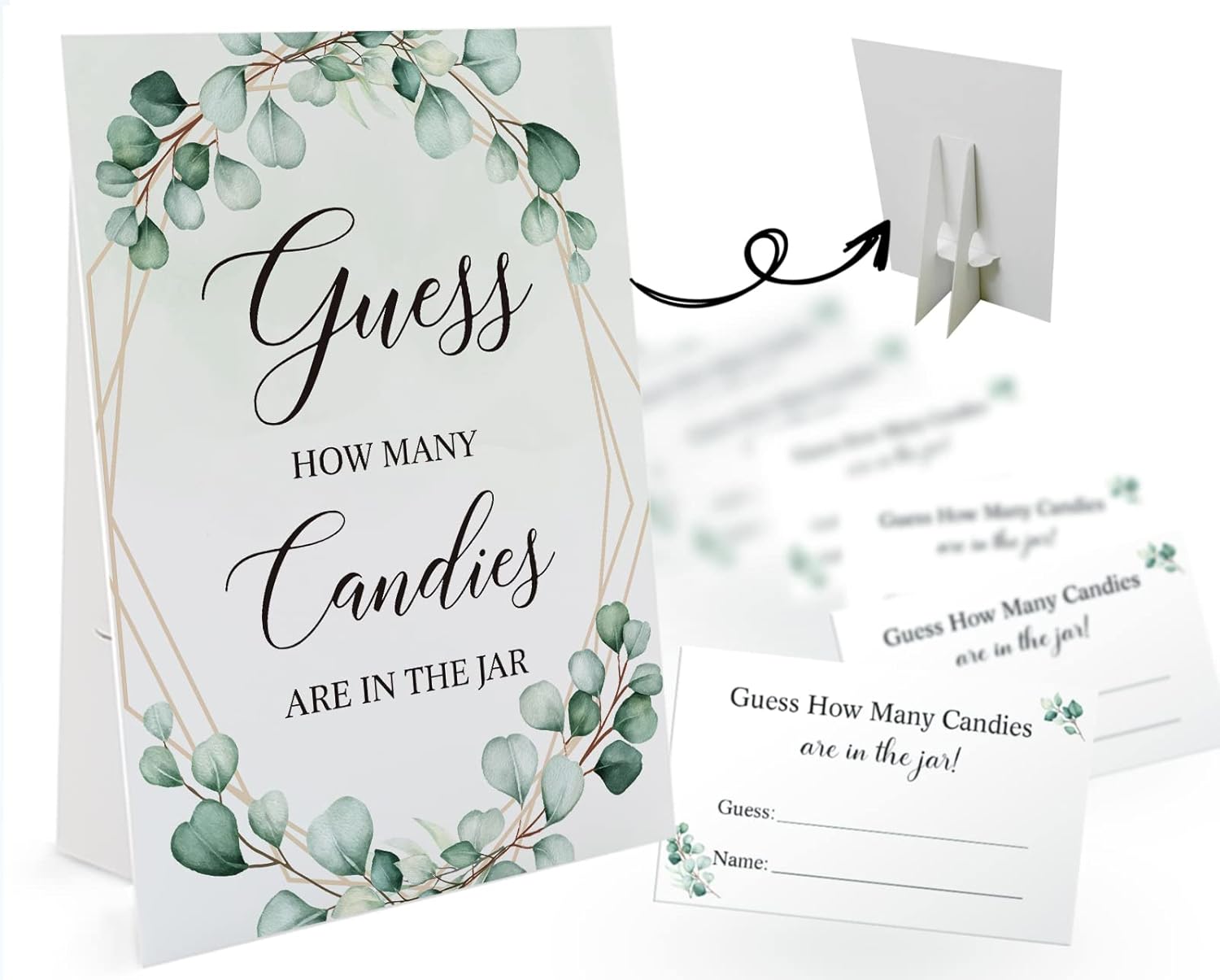 Candy Guessing Game Cards with Sign for Parties