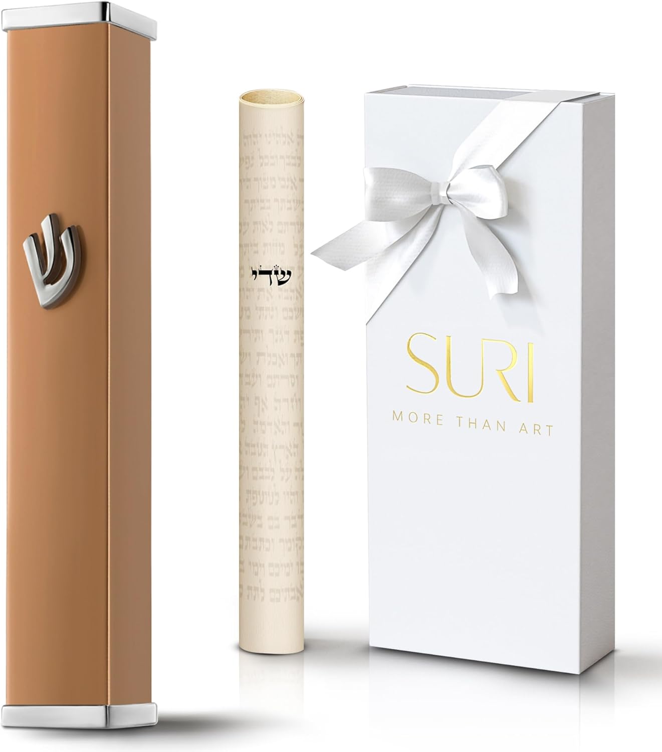 SURI Modern Mezuzah with Non Kosher Scroll and Adhesive