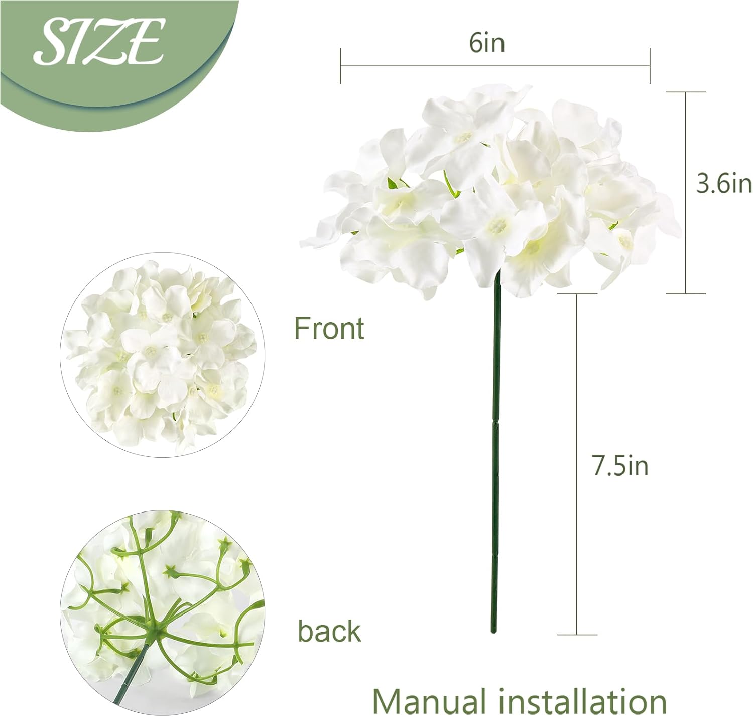 64 PCS Artificial Hydrangea Flowers Ivory