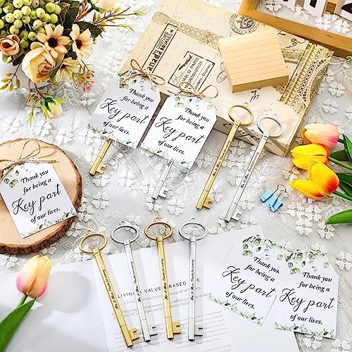 Patelai 50 Key Shaped Wedding Pens with Cards and Rope