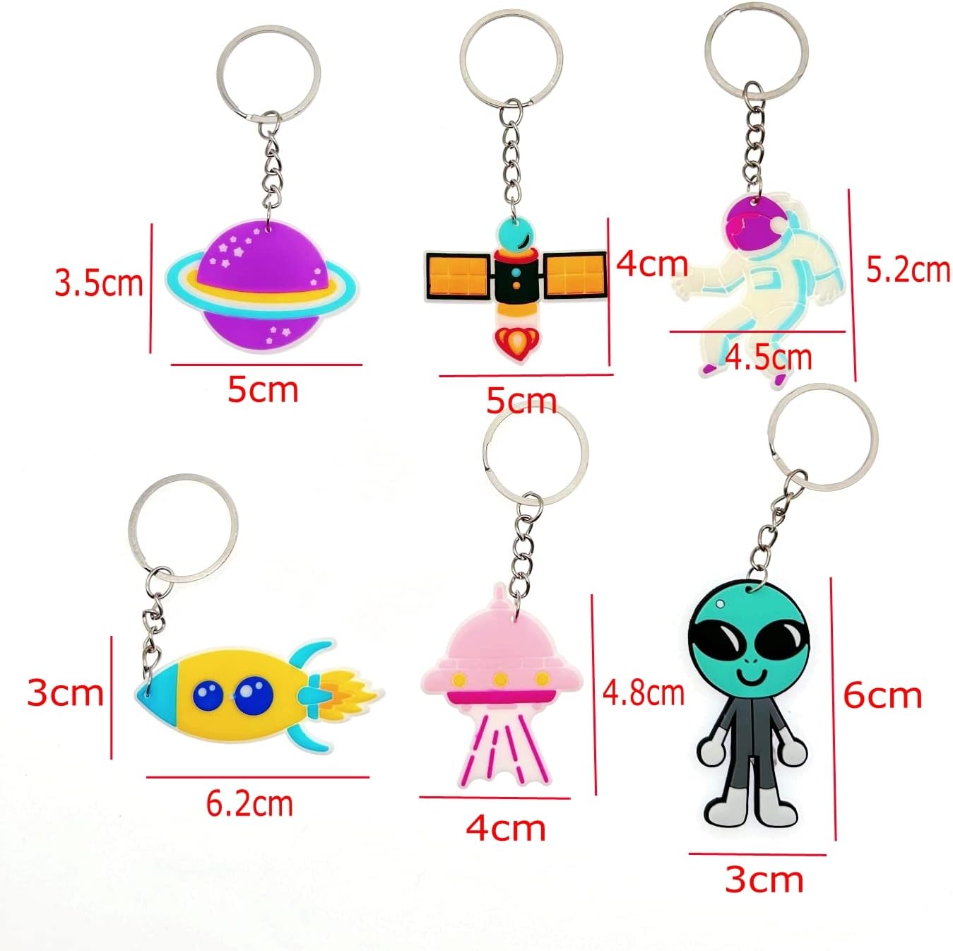 JZK 30pcs Space Themed Keyring Set