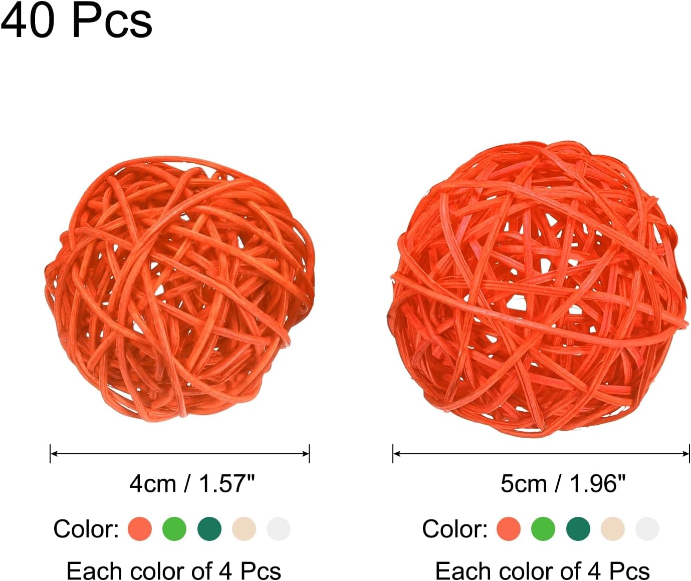 Uxcell Wicker Rattan Balls 40 Pcs Decorative Vase Fillers
