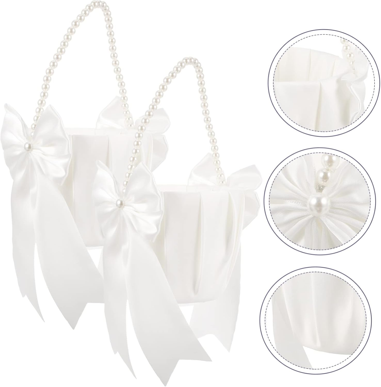LIFKOME 2pcs Wedding Petal Baskets with Pearl Handles
