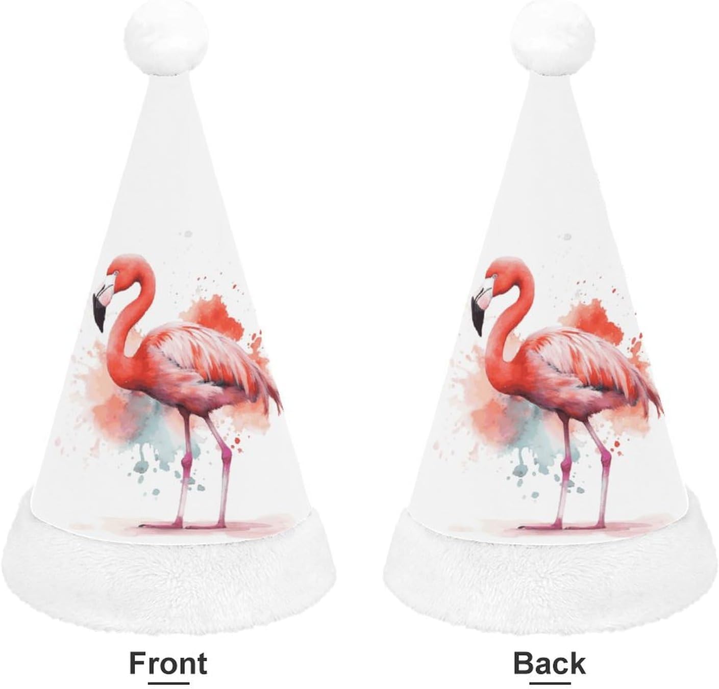 Santa Hat Watercolor Flamingo Christmas Headwear