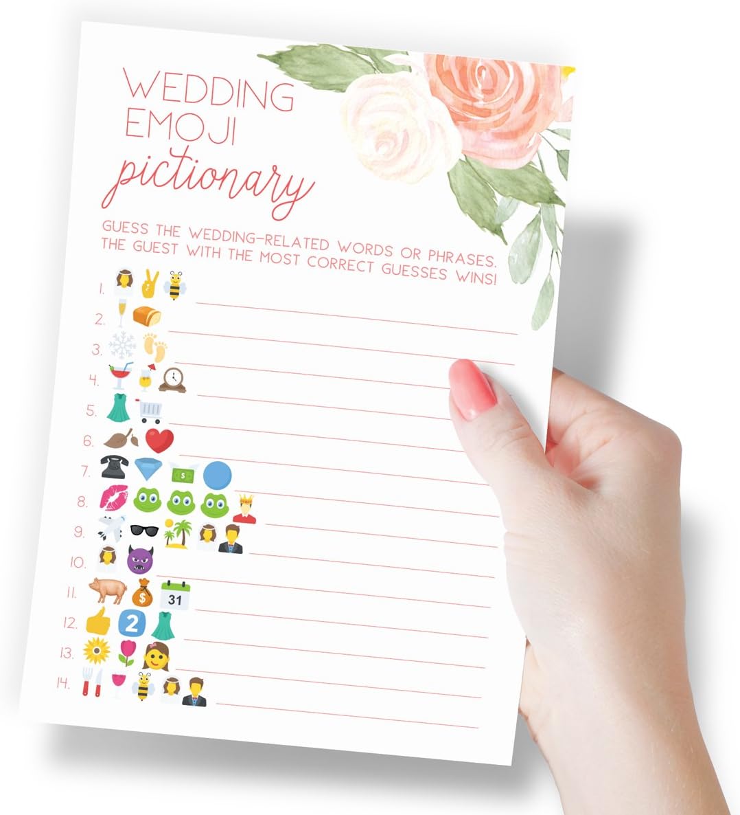 Printed Party Bridal Shower Emoji Guessing Game 50 Cards