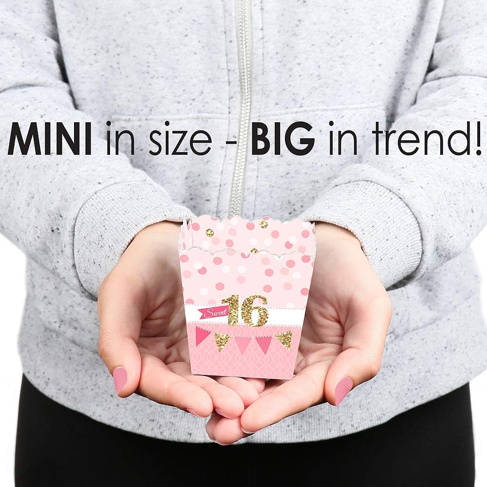 Big Dot of Happiness Sweet 16 Party Favor Boxes Set of 12