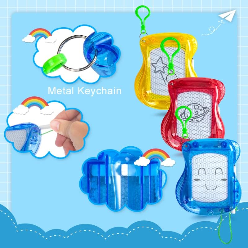 24 Mini Magnetic Drawing Boards with Metal Keychain