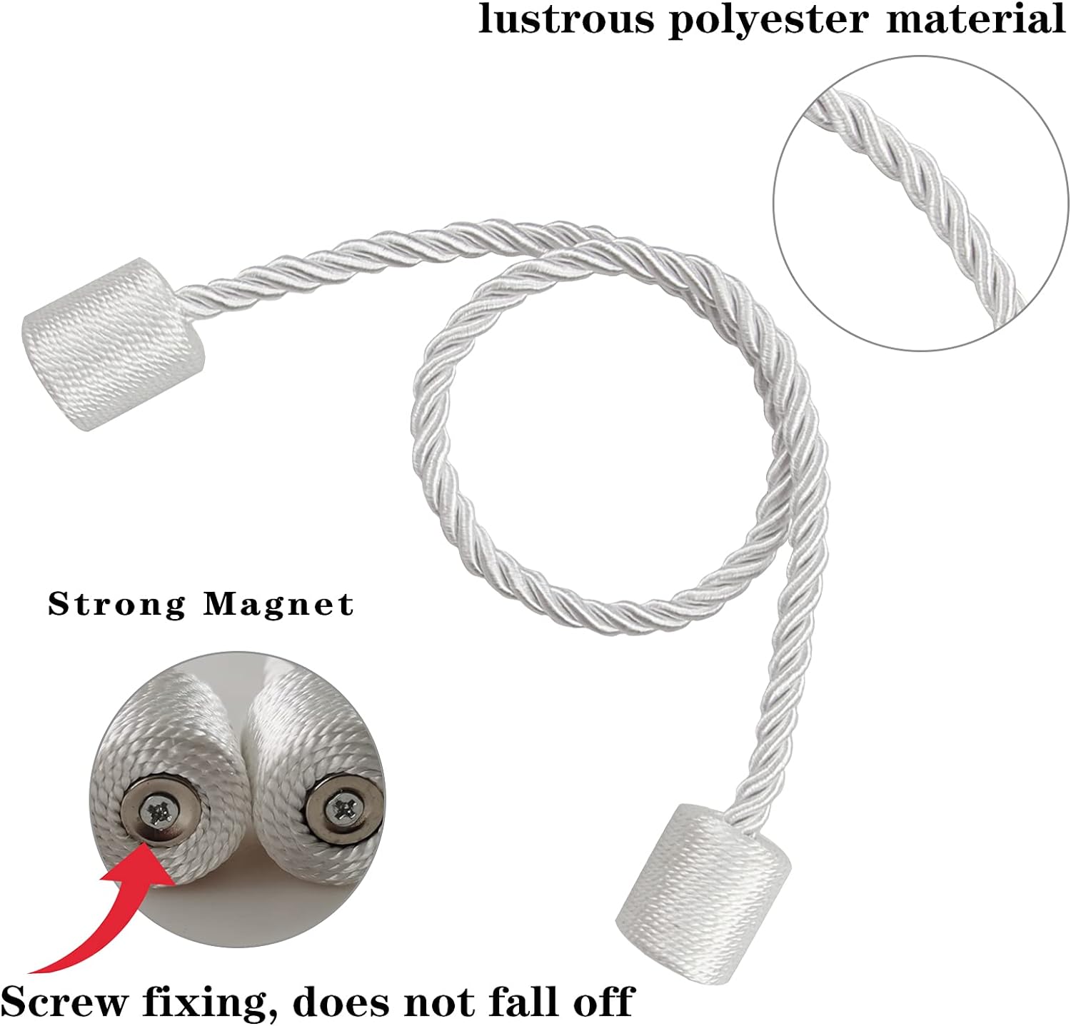 Porlau 4 Pack White Magnetic Curtain Holdbacks