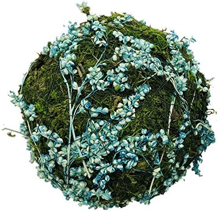 Handmade Natural Blue Moss Balls Set of 6