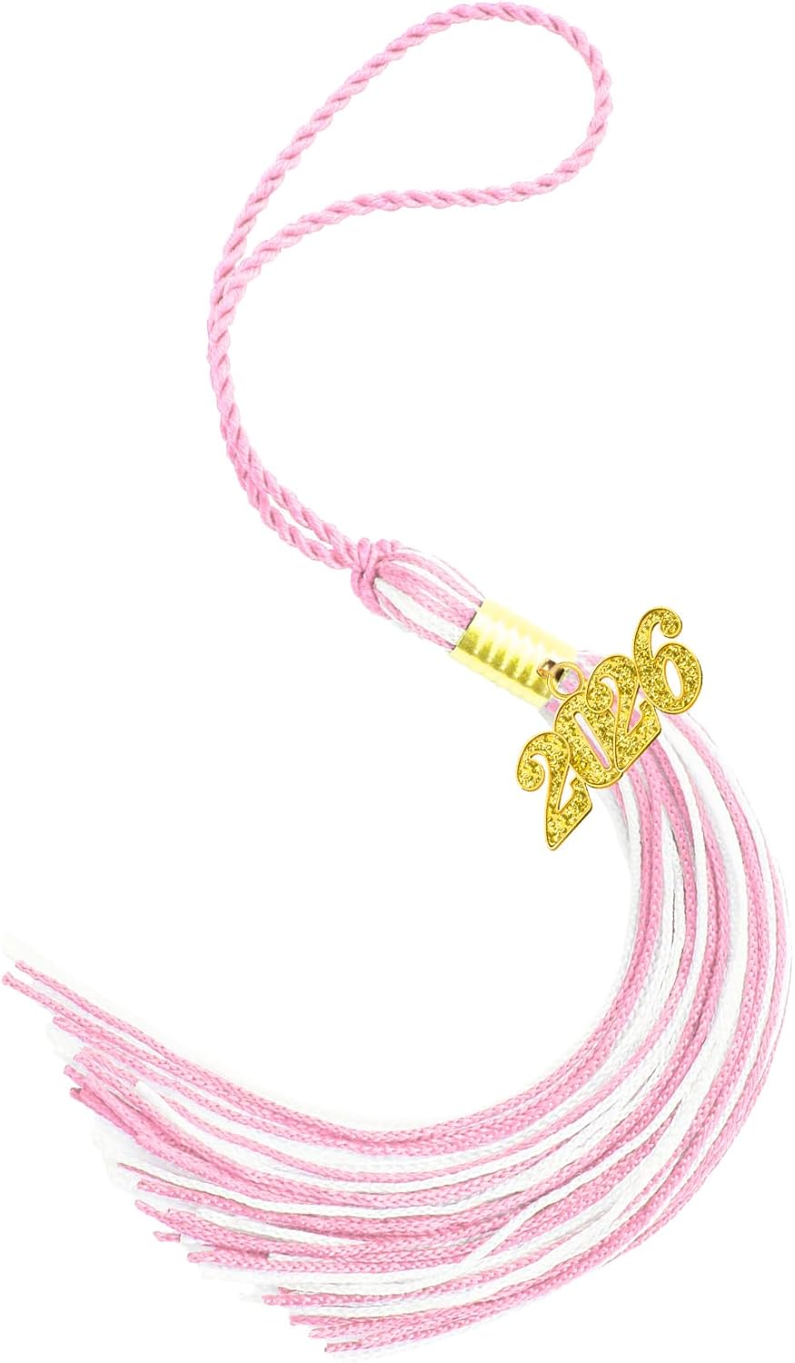 2026 Pink White Graduation Tassel with Golden Charm