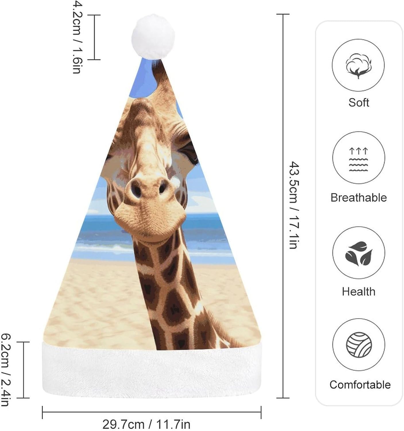 Santa Hat Beach Giraffe Christmas Headwear for Adults