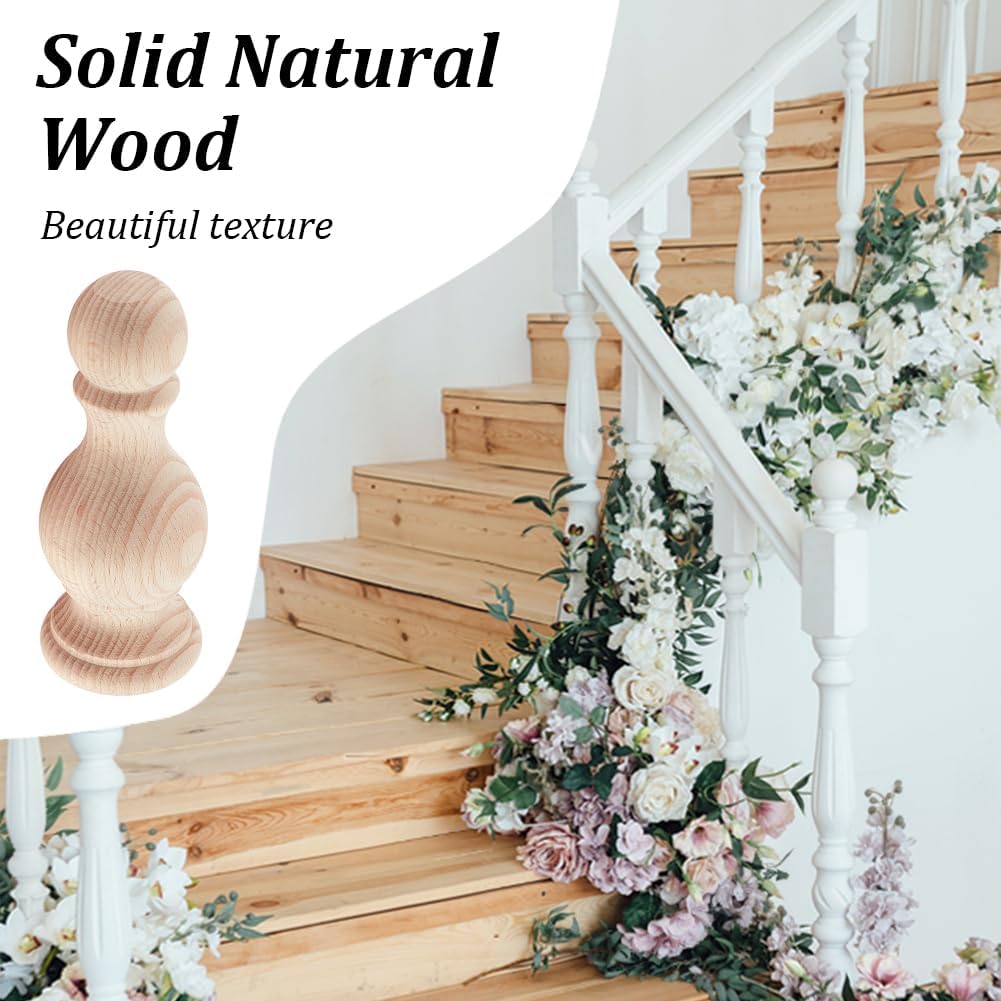 BENECREAT 2Pcs Unfinished Wood Finials 47x19 Inch Decorative