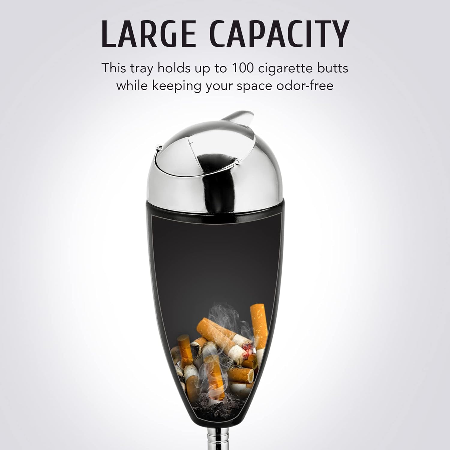 CO-Z Adjustable Ashtray with Lid 3 Height Options Black