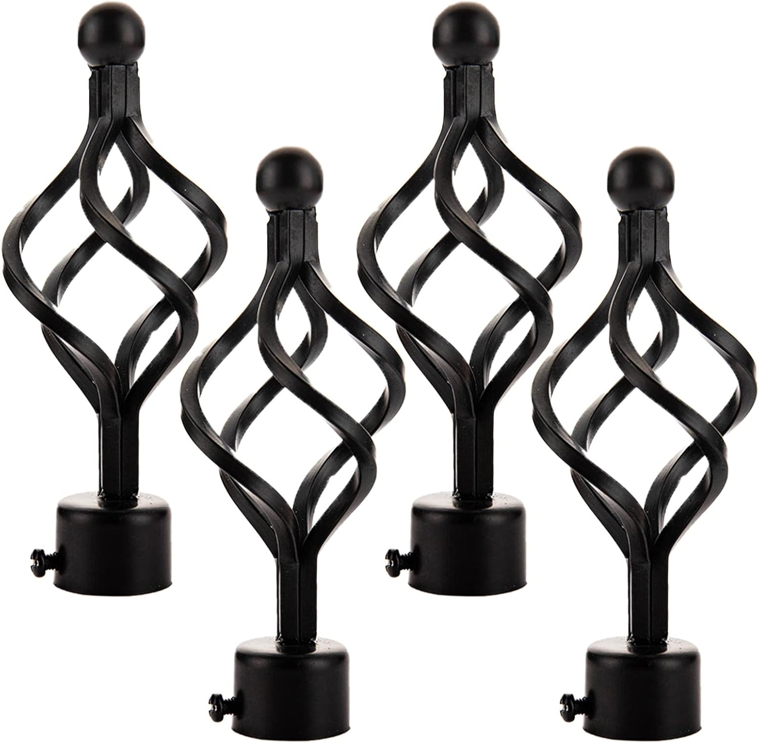 ECESLENT Window Treatment Finials 4PCS Black