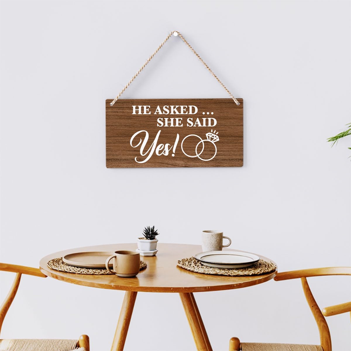 Bellowdeer Rustic Wedding Sign She Said Yes 12x6 Inches Brown