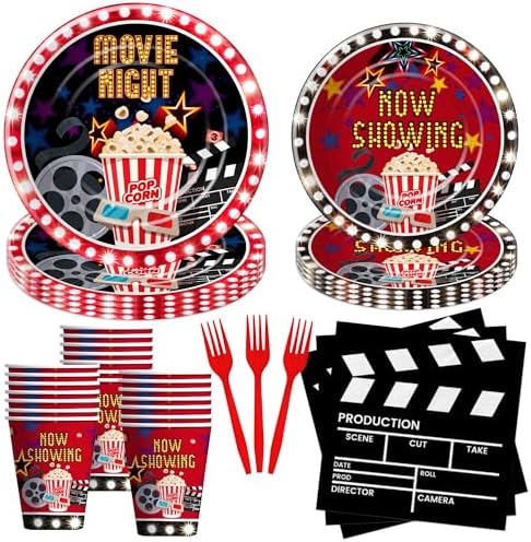 Xigejob Movie Night Tableware Set for 24 Guests