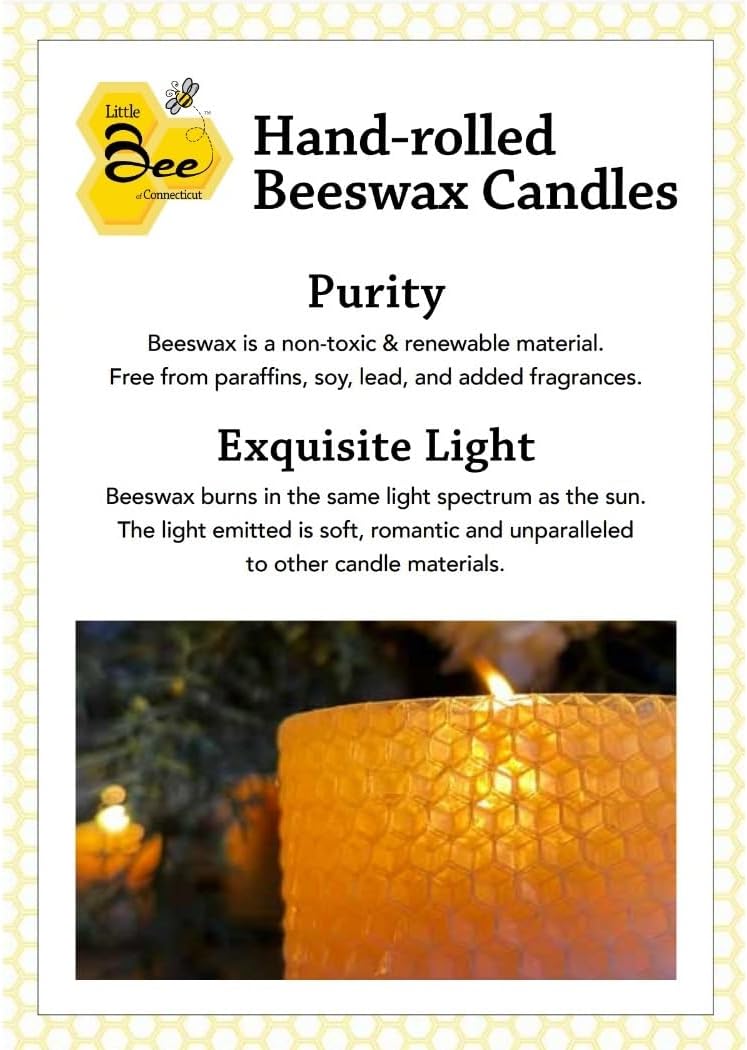 Little Bee of CT Hand Rolled Beeswax Pillar Candle