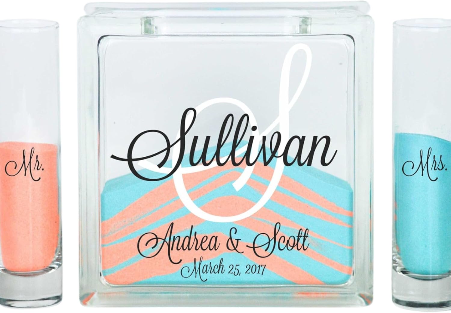 Glass Personalized Monogram Sand Set with Lid