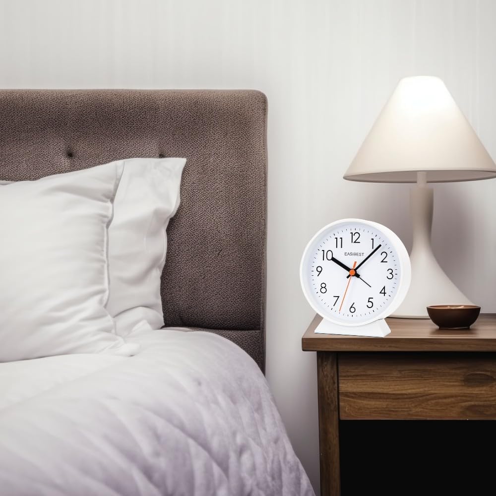 No Ticking Silent Alarm Clock with Snooze Light