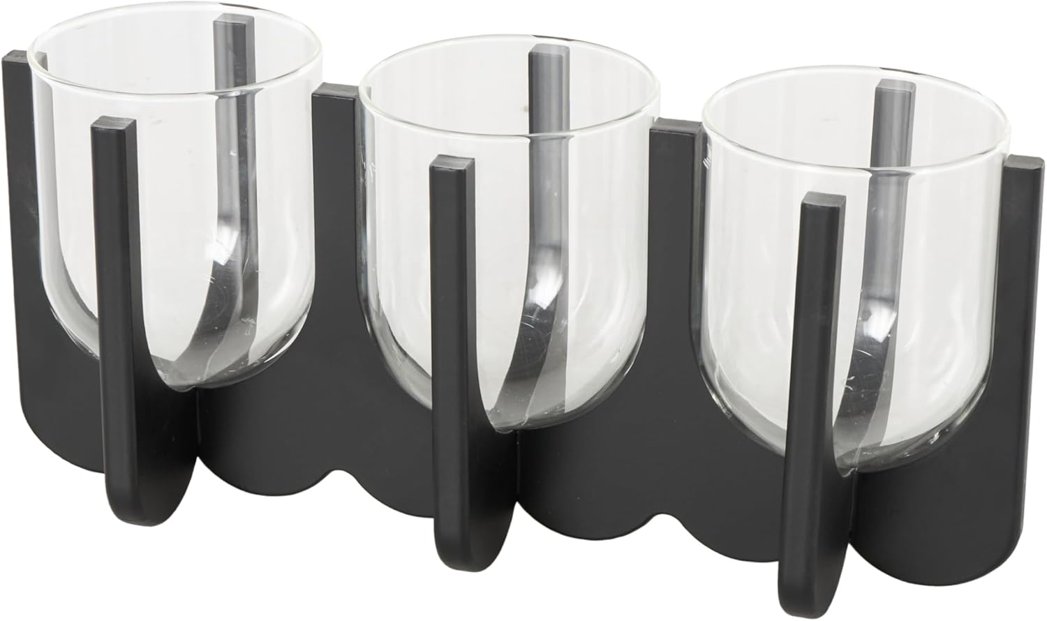 Deco 79 Black Wood 3 Slot Candle Holder