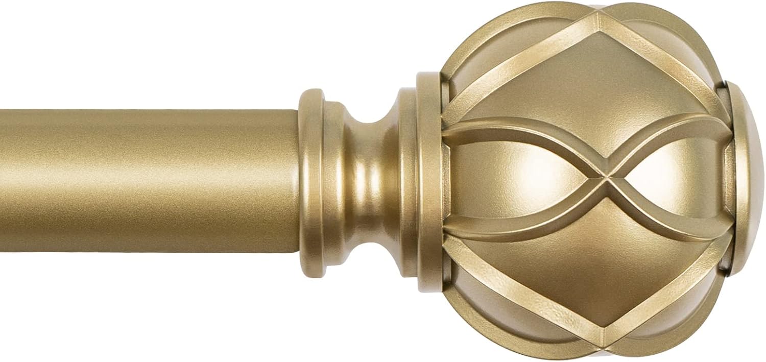 KAMANINA 1 Inch Curtain Rod Finials Set of 2 Warm Gold Netted Texture