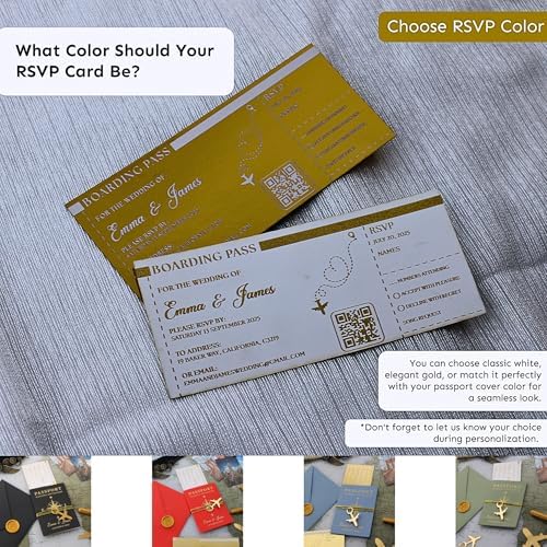 Custom Wedding Invitation Set with Wax Seal - Passport Style